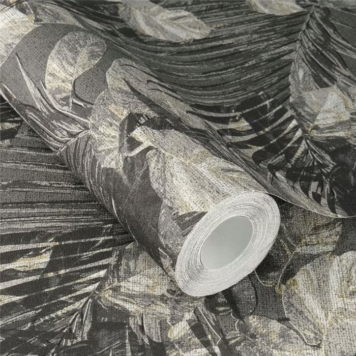 Rasch|Papel pintado hojas palmera tropical gris|Papel Pintado