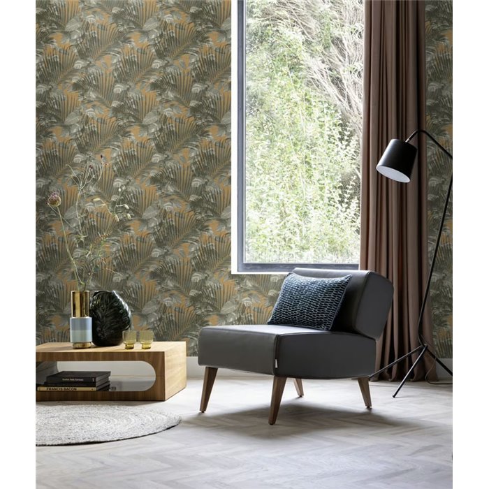 Rasch|Tapete tropische Blätter gelb grün|Tropische