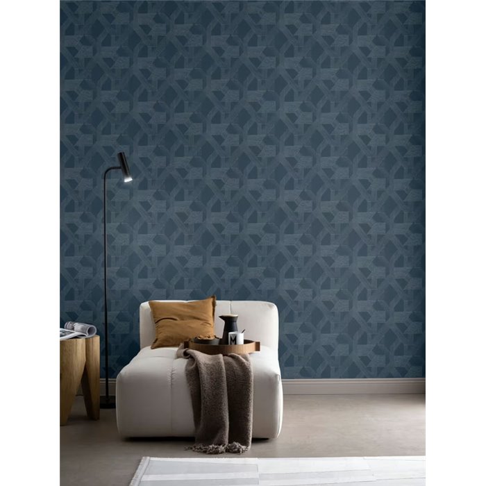 Rasch|Papier peint style moderne géométrique bleu pétrole|Moderne