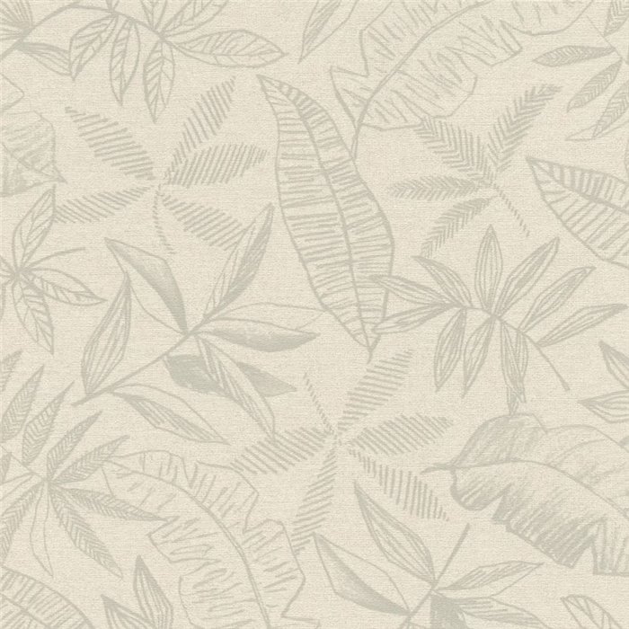 Rasch|Papel pintado hojas dibujadas beige|Floral