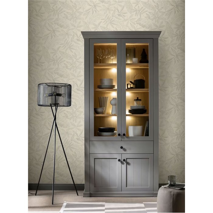 Rasch|Papel pintado hojas dibujadas beige|Floral