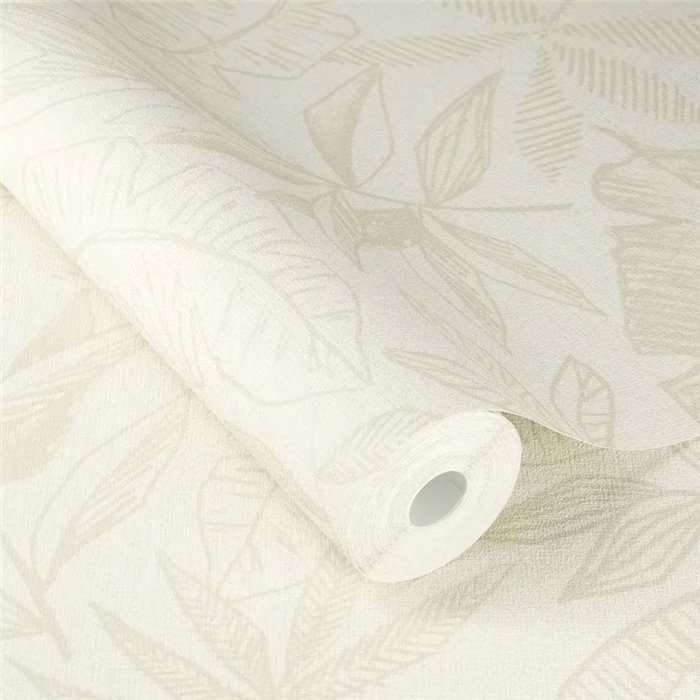 Rasch|Papier peint fleuri romantique feuilles blanc|Floral