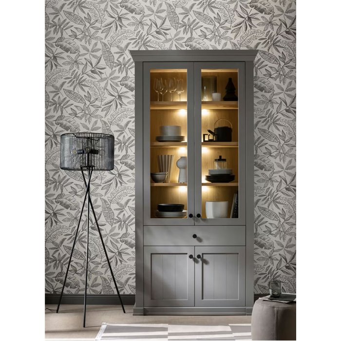 Rasch|Papel pintado minimalista dibujo floral gris|Floral