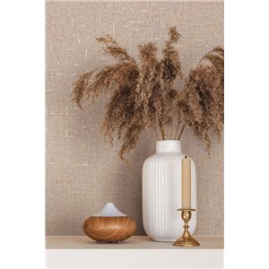 Marburg|Wallpaper with greige linen effect and metallic reflections|Fabric Imitation 2