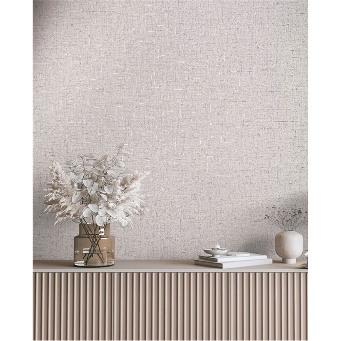 Marburg|Tapete mit greige Leinenoptik und metallischen Reflexionen|Textilimitation