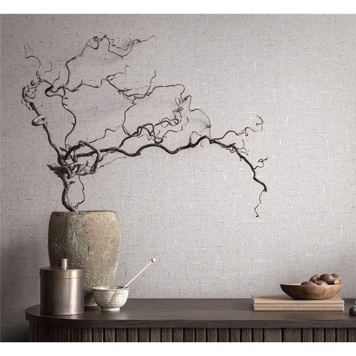 Marburg|Wallpaper with greige linen effect and metallic reflections|Fabric Imitation