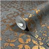 Marburg|Tapete mit floralen Mustern und metallisch grauen und kupferfarbenen Blütenblättern|Modern