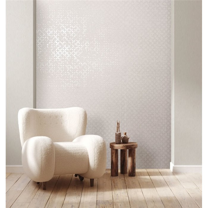 Marburg|Papel pintado floral moderno pétalos metálicos blanco crema|Moderno