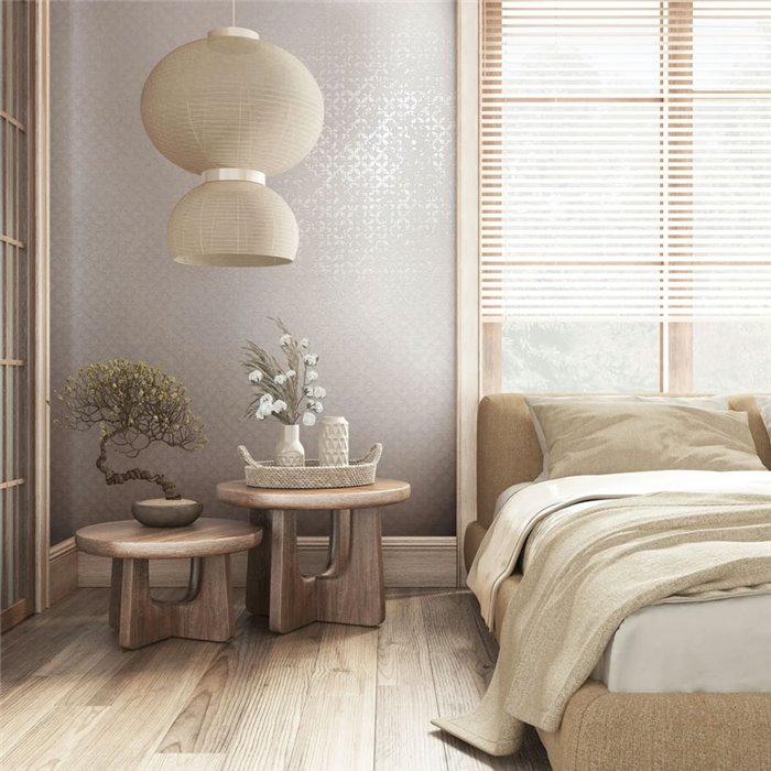Marburg|Moderne florale Tapete mit metallischen Blütenblättern in Cremeweiß|Modern