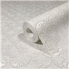 Marburg|Papel pintado floral moderno pétalos metálicos blanco crema|Moderno