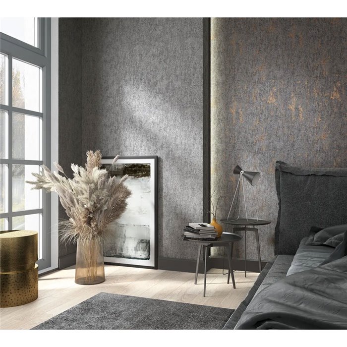 Marburg|Wallpaper dark gray worn plaster effect|Concrete Imitation