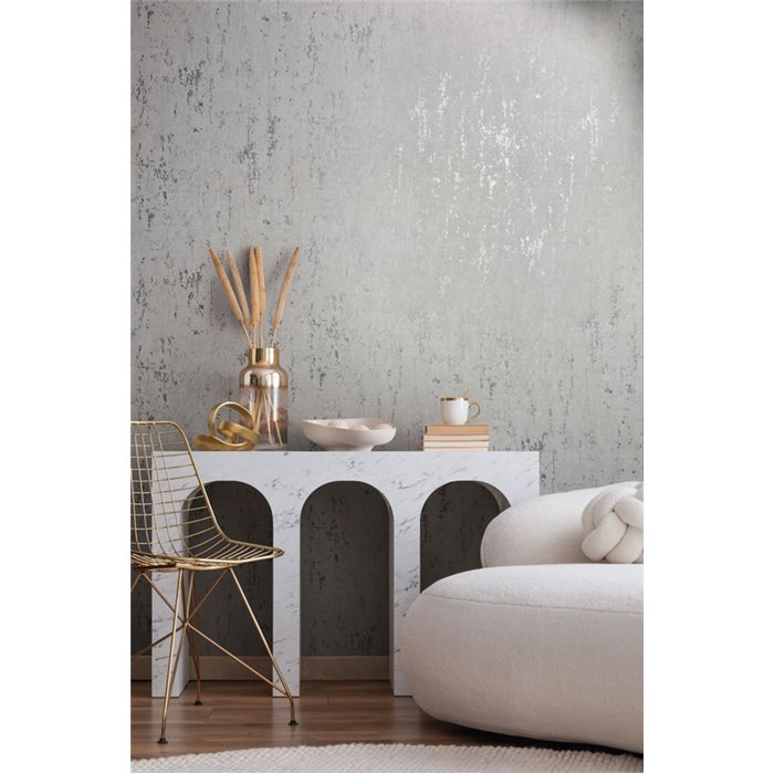 Marburg|Tapete in Grau und Silber, Zement, industrieller Stil|Betonimitat