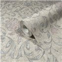 Marburg|Papier Peint baroque gris et rose avec des détails floraux|Damas