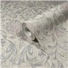 Marburg|Papier Peint baroque gris et rose avec des détails floraux|Damas