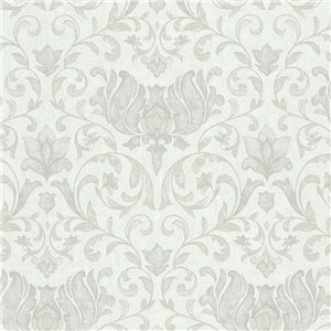 Pip Studio|Papier peint blanc avec ornements floraux dorés|Damas