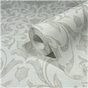 Marburg|Papier Peint damas blanc et beige avec des fleurs et des volutes|Damas