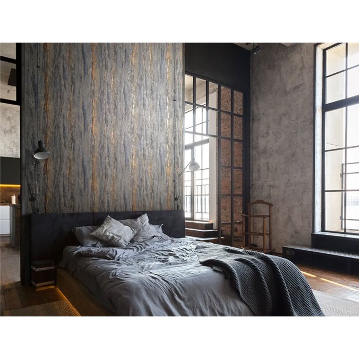 Marburg|Wallpaper anthracite stone with aged plaster effect|Stucco Imitation