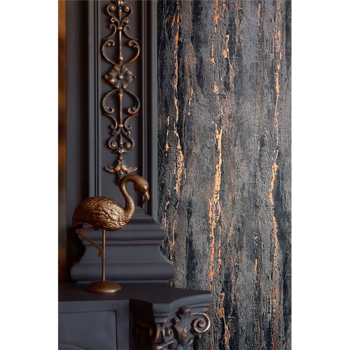 Marburg|Wallpaper anthracite stone with aged plaster effect|Stucco Imitation