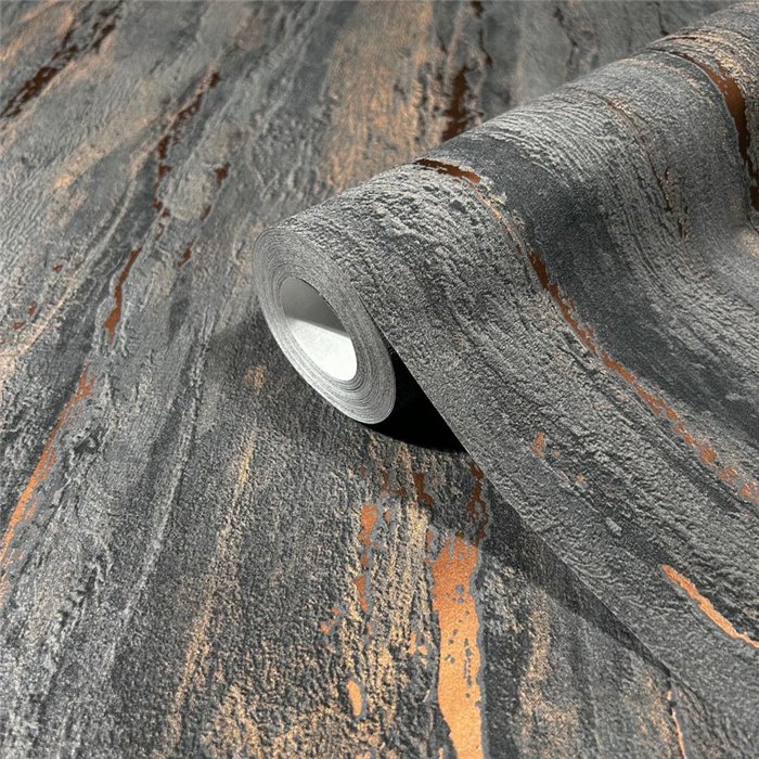 Marburg|Wallpaper anthracite stone with aged plaster effect|Stucco Imitation