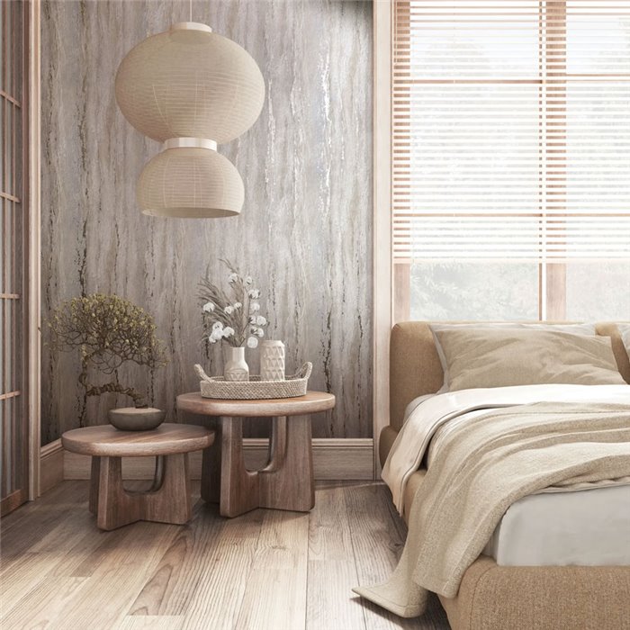 Marburg|Wallpaper eroded greige stone texture|Factory Style