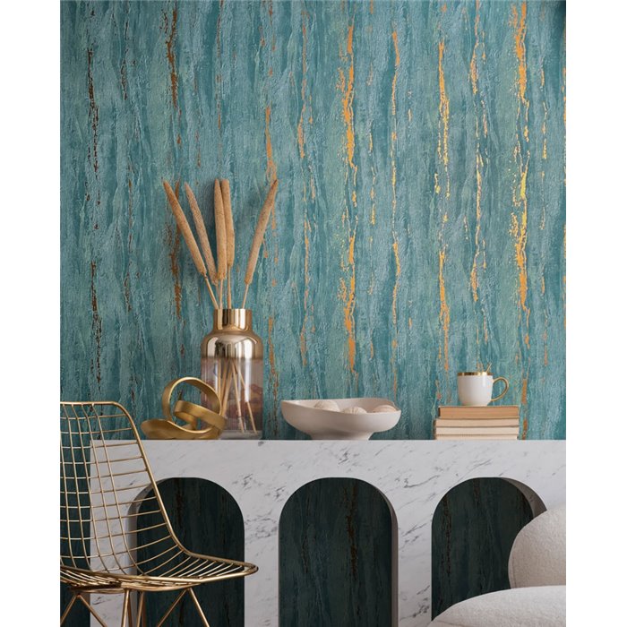 Marburg|Wallpaper eroded turquoise green texture|Factory Style