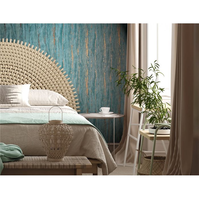 Marburg|Wallpaper eroded turquoise green texture|Factory Style