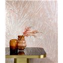 Marburg|Modern wallpaper with leaves and fans, nude pink and silver|Wallpaper
