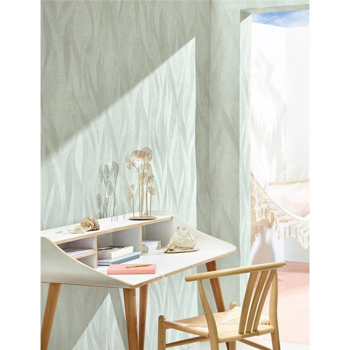 Marburg|Papel pintado moderno verde formas curvas entrelazadas|Escandinavo