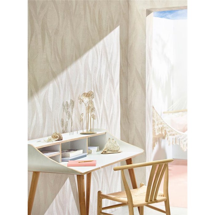 Papel pintado ondas beige moderno - Marburg Papis Loveday 33711