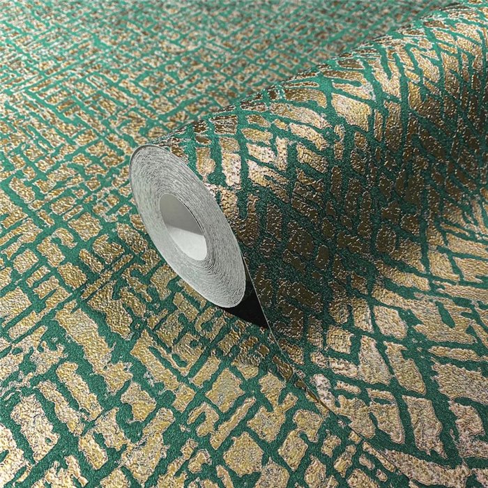 Marburg|Papel pintado mosáico estilo étnico dorado y verde moderno|Papel Pintado