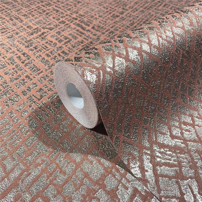 Marburg|Papel pintado mosáico estilo étnico naranja y plateado|Papel Pintado