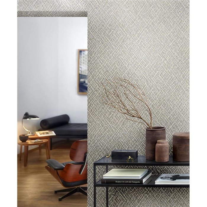 Marburg|Wallpaper mosaic ethnic style beige and modern platinum|Modern