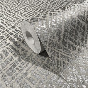 Marburg|Wallpaper mosaic ethnic style modern gray and silver|Modern