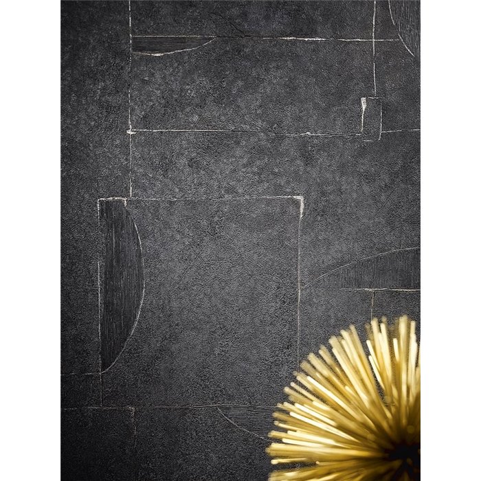 Marburg|Tapete geometrisch modern Schwarz und Gold Putz-Effekt|Modern