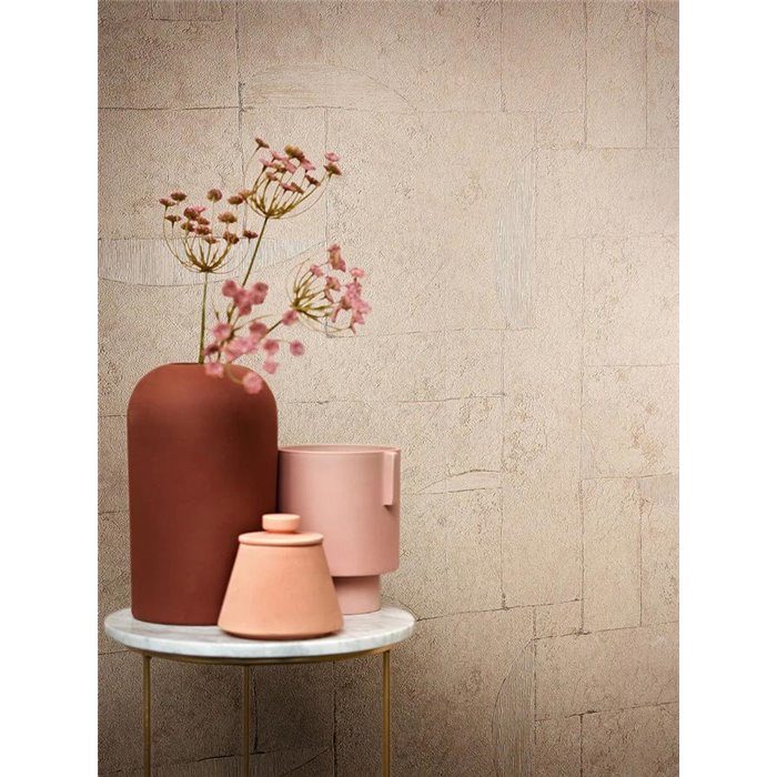 Marburg|Tapete geometrischer Putz-Effekt modern perlmuttartig beige|Modern