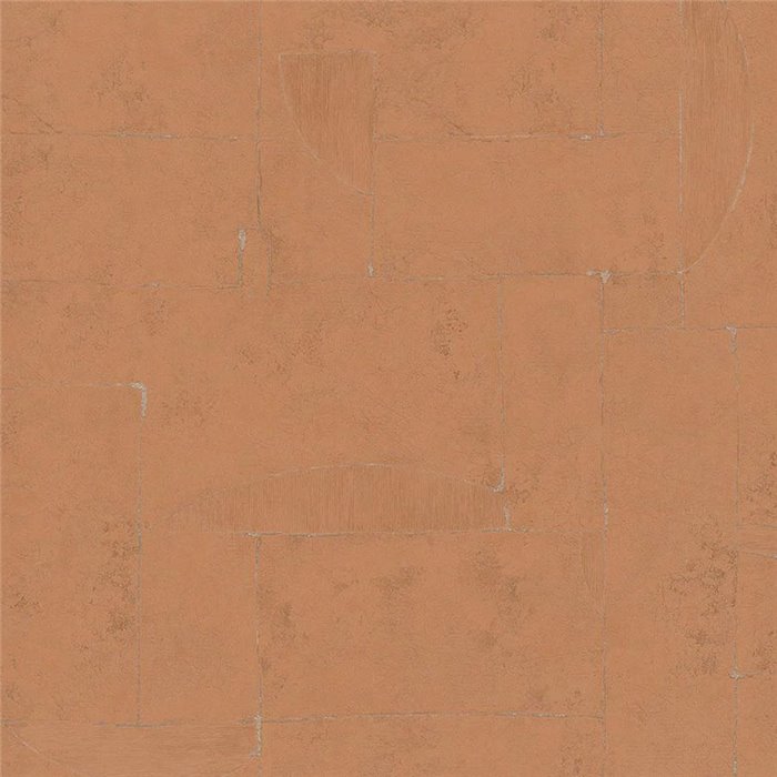 Papel pintado geométrico efecto yeso plata y naranja moderno - Marburg Papis Loveday 33728