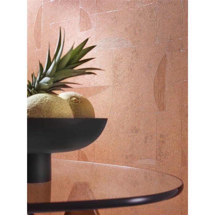 Marburg|Geometric Wallpaper with a modern silver and orange plaster effect|Wallpaper