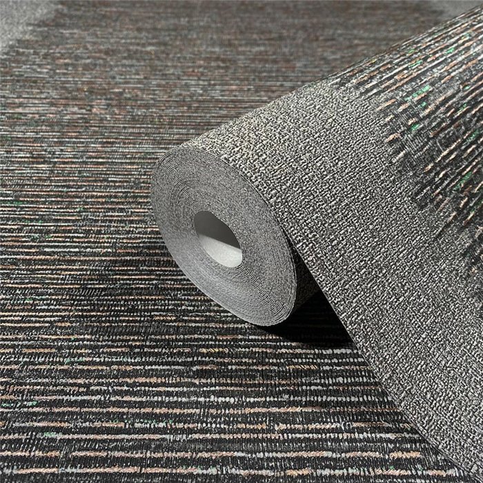 Papel pintado textura con líneas horizontales gris oscuro - Marburg Papis Loveday 33746