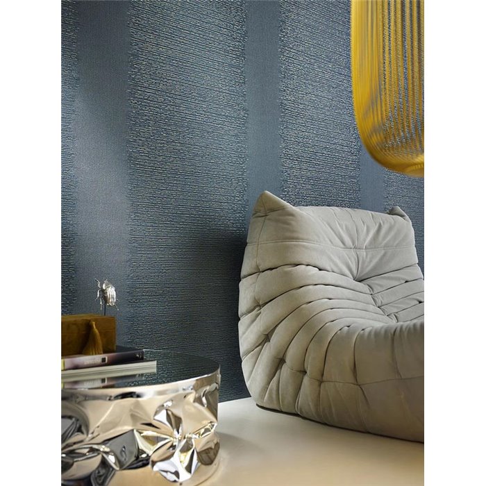 Papel pintado textura con líneas horizontales azul moderno - Marburg Papis Loveday 33747