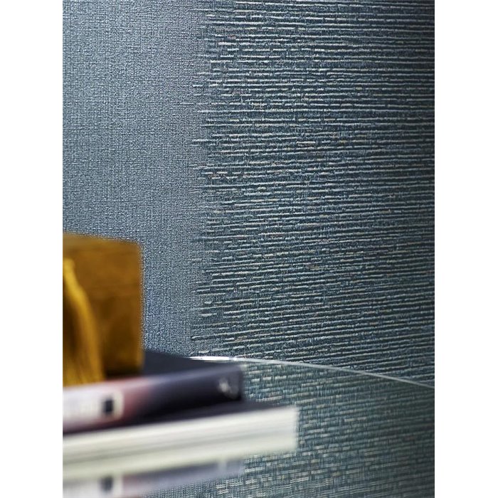 Papel pintado textura con líneas horizontales azul moderno - Marburg Papis Loveday 33747