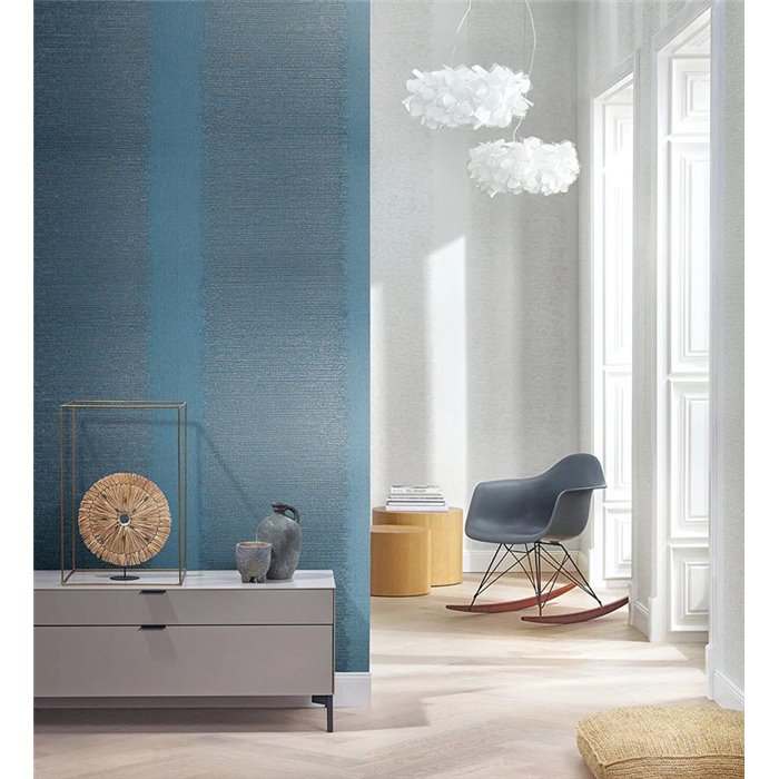 Marburg|Wallpaper texture with petroleum blue horizontal lines|Modern