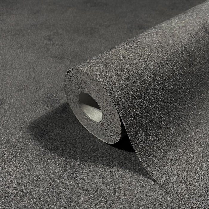Papel pintado liso efecto yeso gris oscuro atemporal - Marburg Papis Loveday 33757