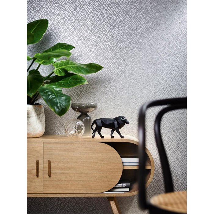 Marburg|Tapetenmosaik im ethnischen Stil, modern in Grau und Silber|Modern