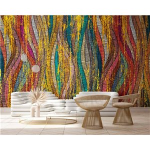 Casamance|Wallpaper Mexican blue flowers and geometric motifs|High-End 2