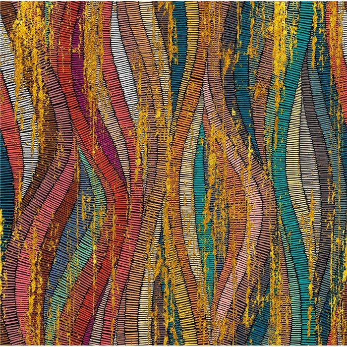 Marburg|Wall mural chromatic waves with golden reliefs|Wallmurals