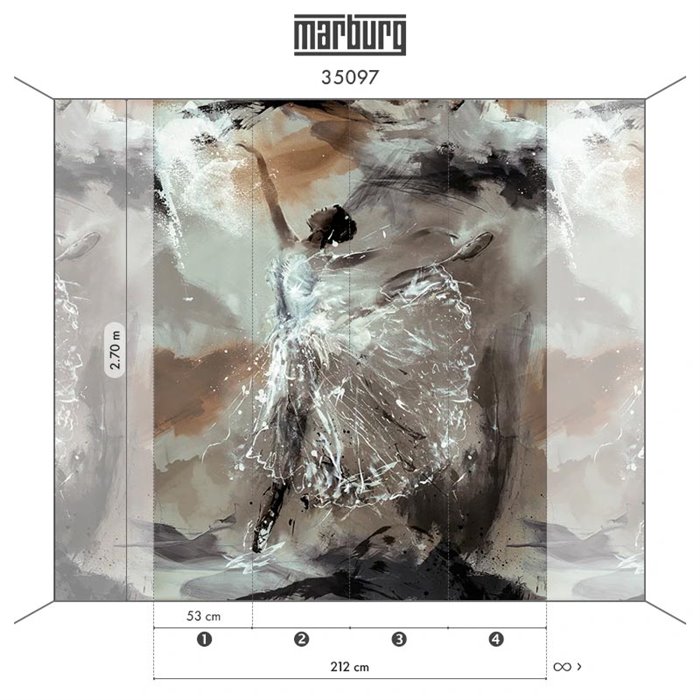 Mural pared bailarina artística - Marburg City Romance 35097