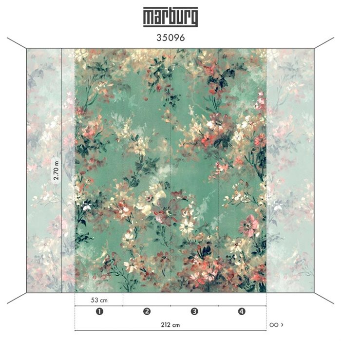 Mural pared floral encantador aire vintage - Marburg City Romance 35096