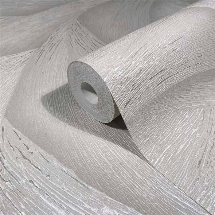 Papel pintado Ondas 3D plata y beige claro moderno - Marburg Ritus 35501