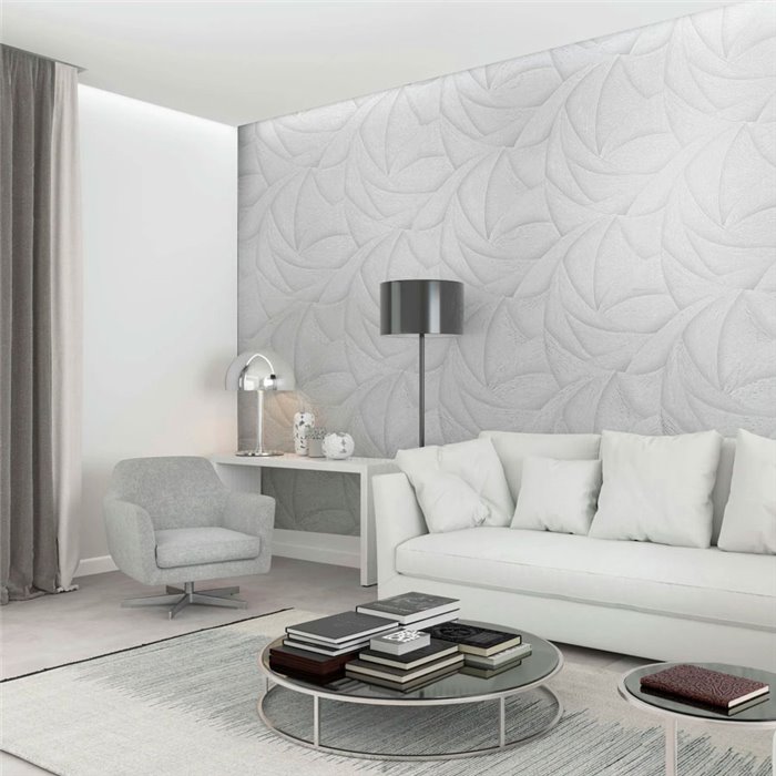 Marburg|Tapete 3D Wellen silber und modern weiß|Modern