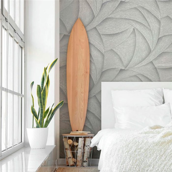 Papel pintado Ondas 3D plata y gris moderno - Marburg Ritus 35504